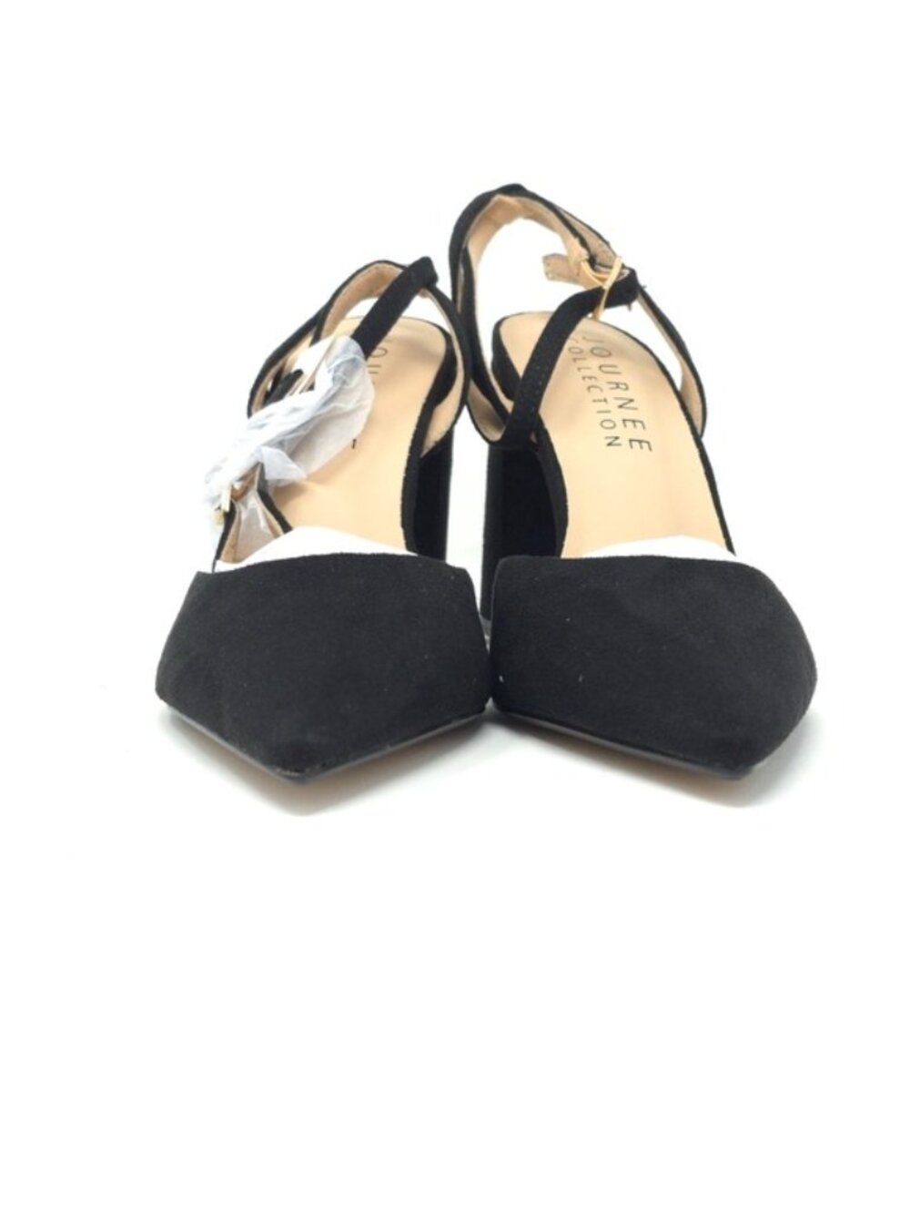Journee Tyyra Black Vegan Suede Block Heel Pumps Wide US 6 - Picture 3 of 10